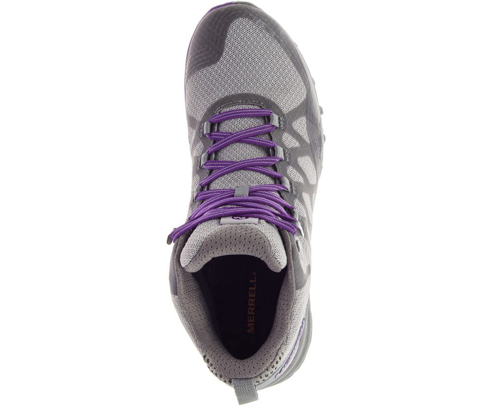 Merrell Boots Grey/Purple - Siren 3 Mid Waterproof - Womens 54YBDGCXT